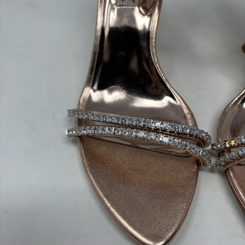 Badgley Mischka Logan Strappy Rhinestone Open Toe Heels Size 7.5 - Picture 5 of 10